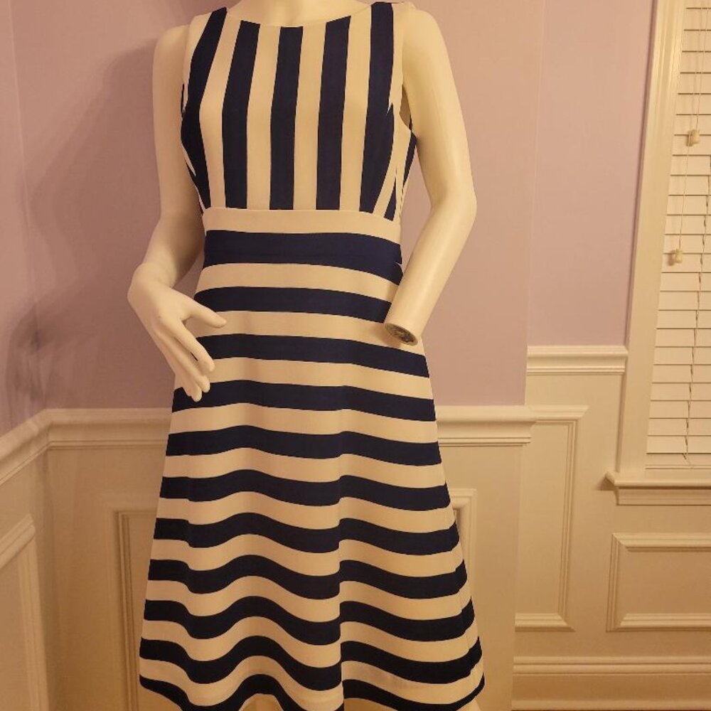 Ann Taylor blue and white striped dress